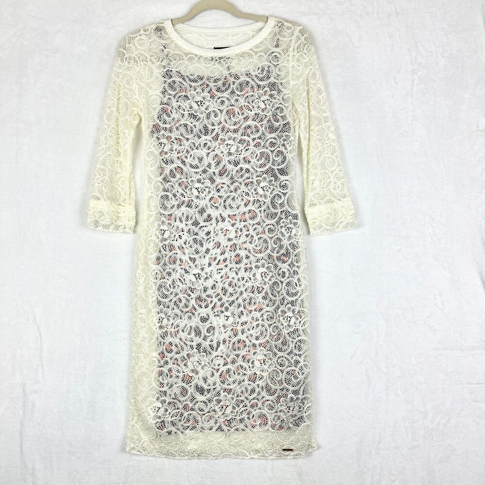 Just Cavalli Lace Overlay Leopard Dress Size Medium Sheath Animal Print Feminine